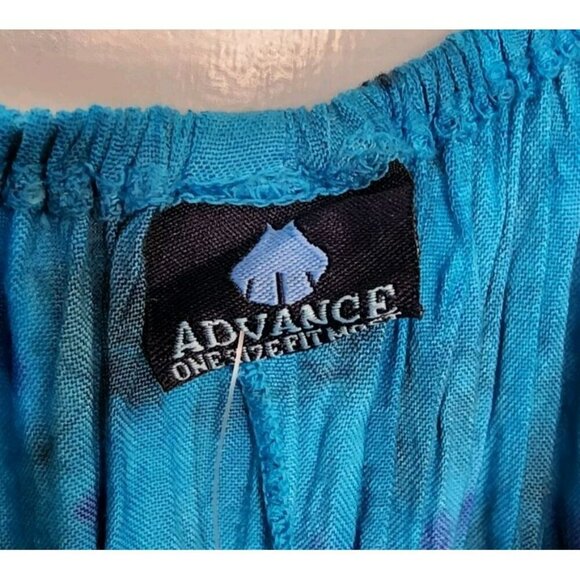 Advance Apparels Dress One Size Fits Most Smocked Waist Blue Purple Tie Dye Boho - Picture 4 of 6